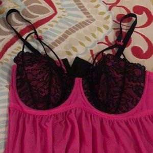 Torrid lingerie pink built in bra lacy black